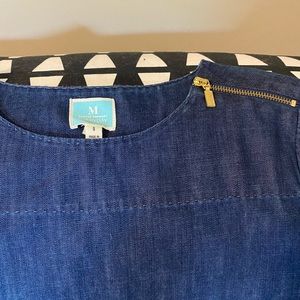 Chambray zip shoulder top